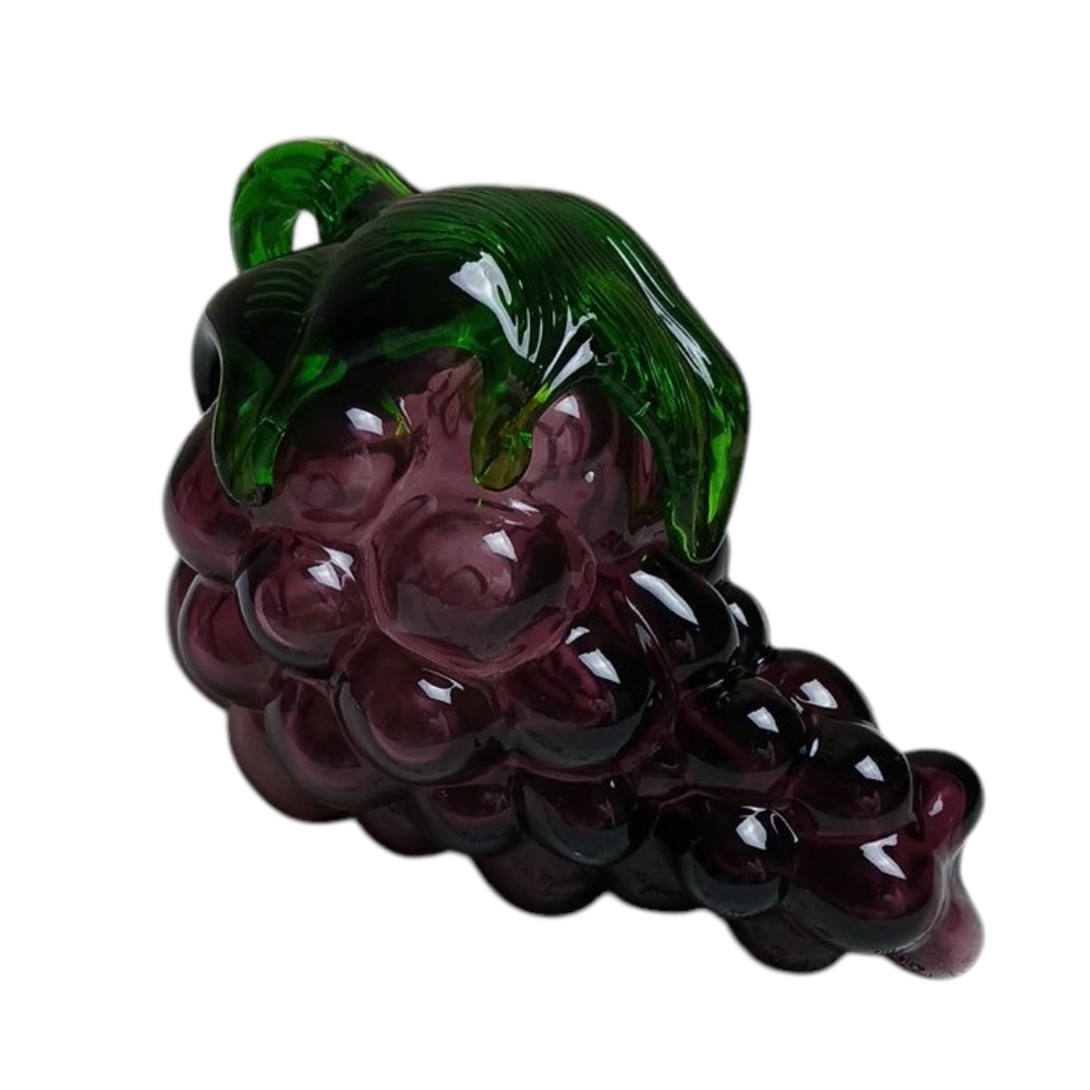 VTG Hand Blown Glass Grapes Fruit Basket Art Murano Style